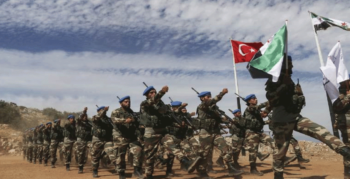 مقاتلون من الجيش الوطني في ريف حلب (انترنت)