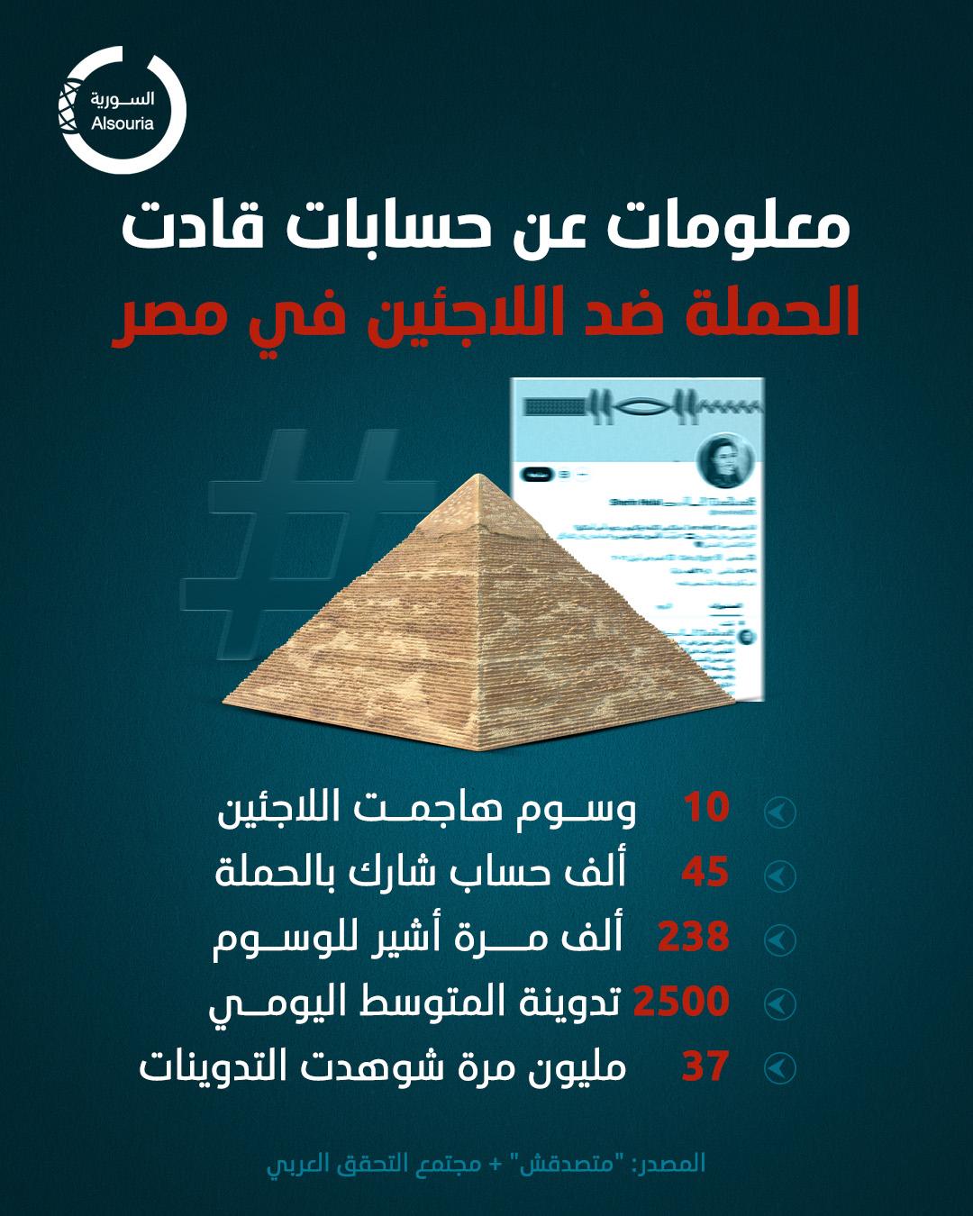 إنفوغراف يوضح معلومات حول الحسابات التي قادت حملة ضد اللاجئين في مصر